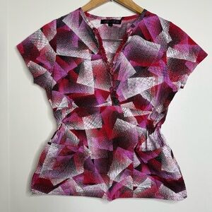Flex Medical Scrub Top Abstract Geometric Women’s Size XS Nurse Vet Tech